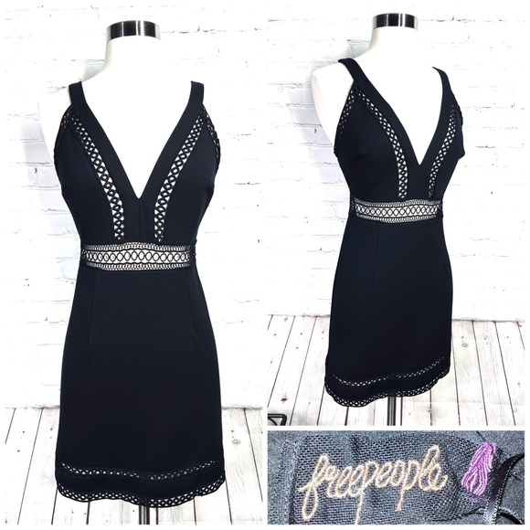 Free People Dresses & Skirts - NWT🤩 |•FREE PEOPLE•| Beautiful Deep V Black Embroider Cut Out Dress